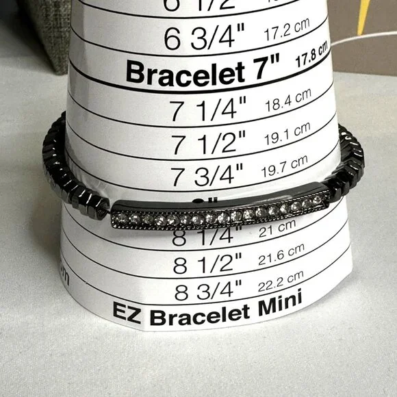 Park Lane Jewelry Serena Bracelet Hematite Tone Black Beaded W/ Rhinestone Bar - Picture 6 of 6